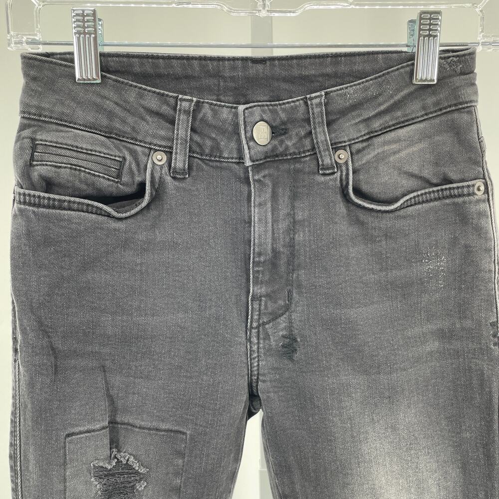 Ksubi Black Faded Denim Distressed Skinny Leg Mid Rise Y2K Designer Jeans 25 - Picture 6 of 16